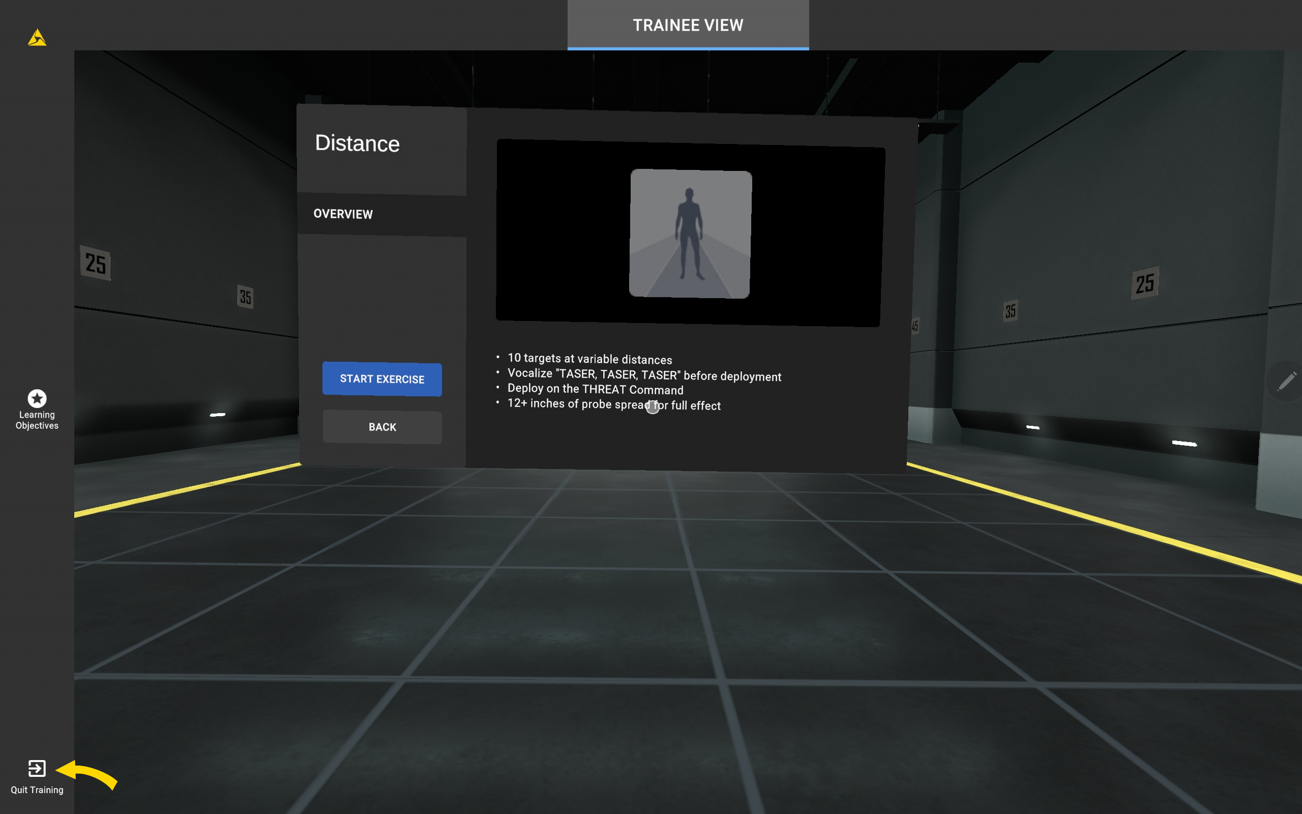 Quit training button Quit training button