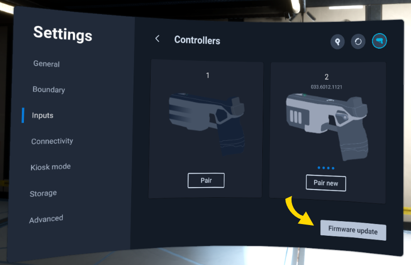 Shows the Firmware Update button in the headset menu.