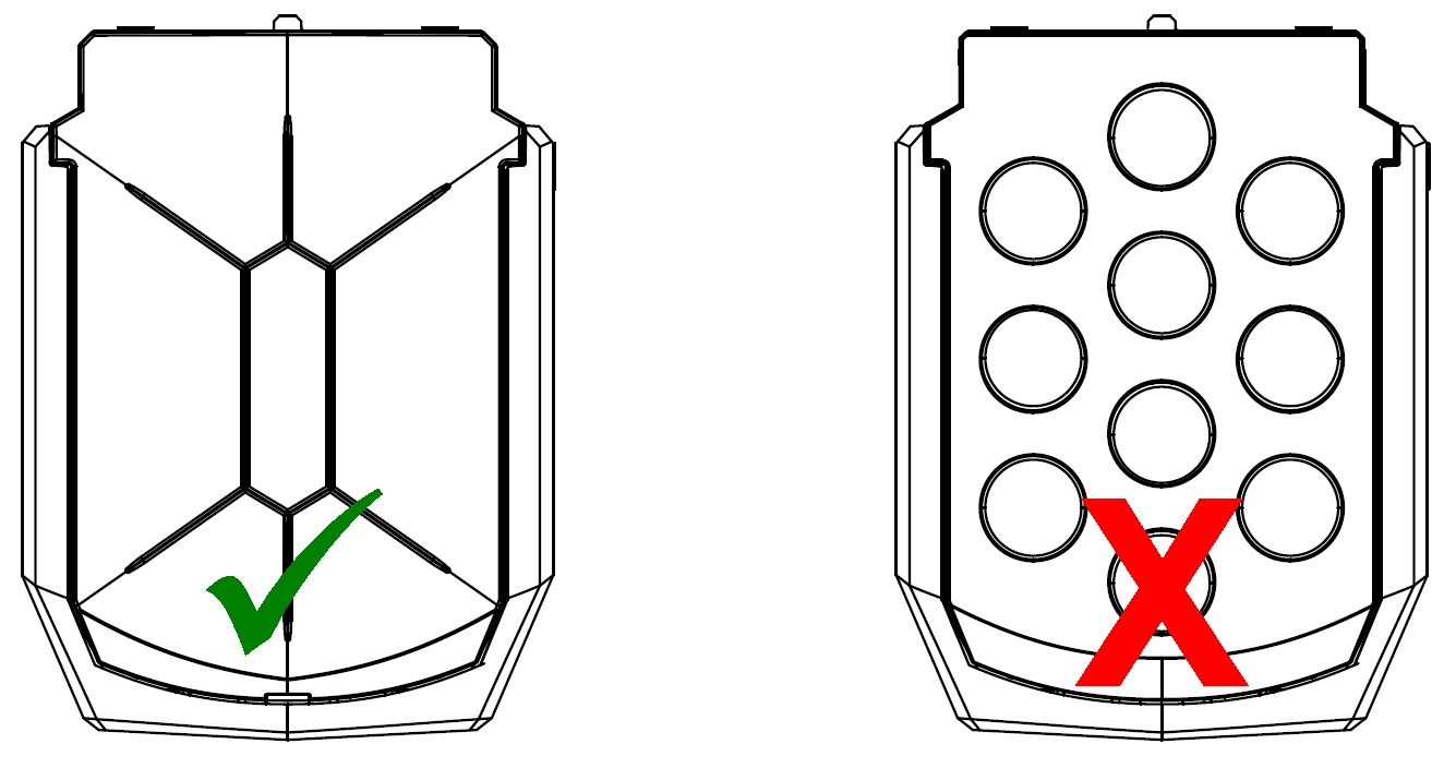 Shows the correct VR magazine to use, which has a solid front, instead of the live cartridge with ten cartridge holes.