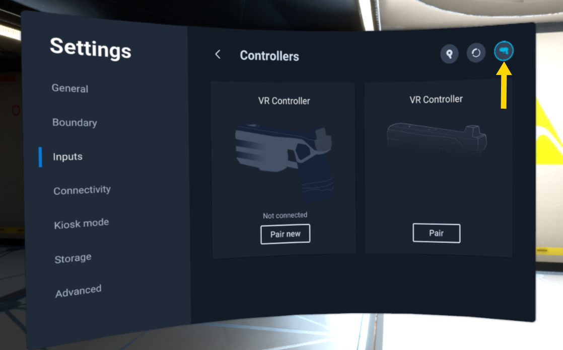 Third icon displayed on the Controllers page Third icon displayed on the Controllers page