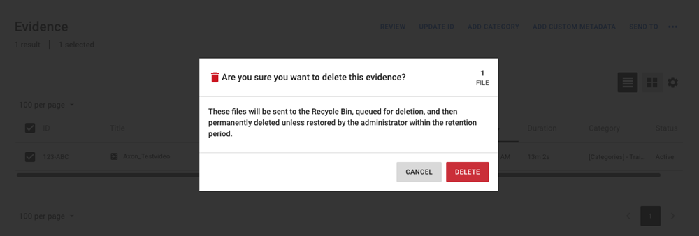 deletion status message