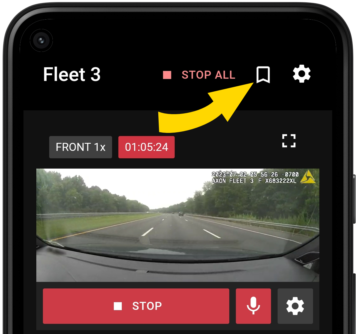 Shows the Fleet Dashboard Devices tab with the Marker button highlighted.