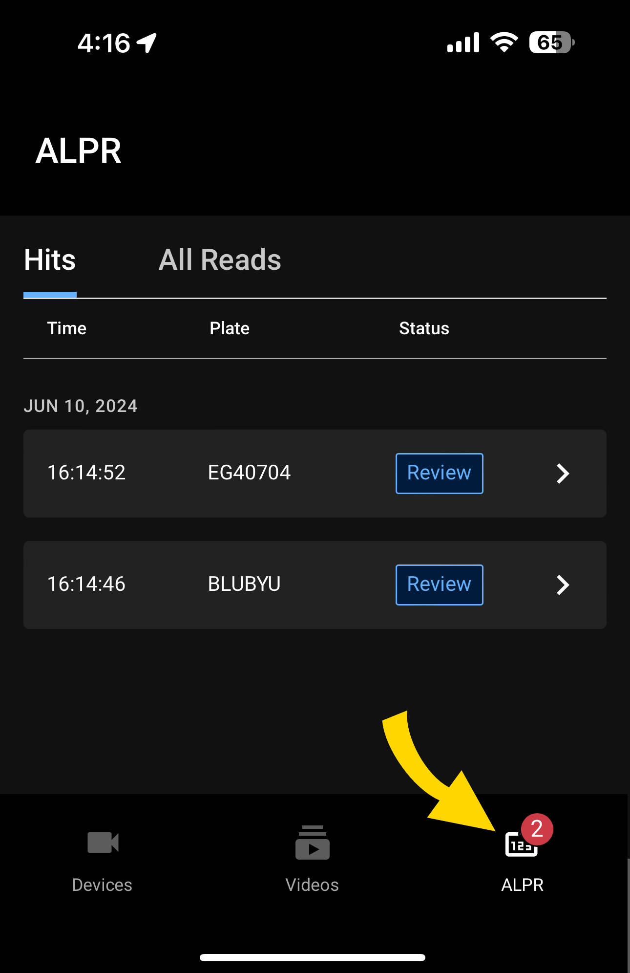 Shows the Fleet Dashboard ALPR tab with the ALPR button highlighted.