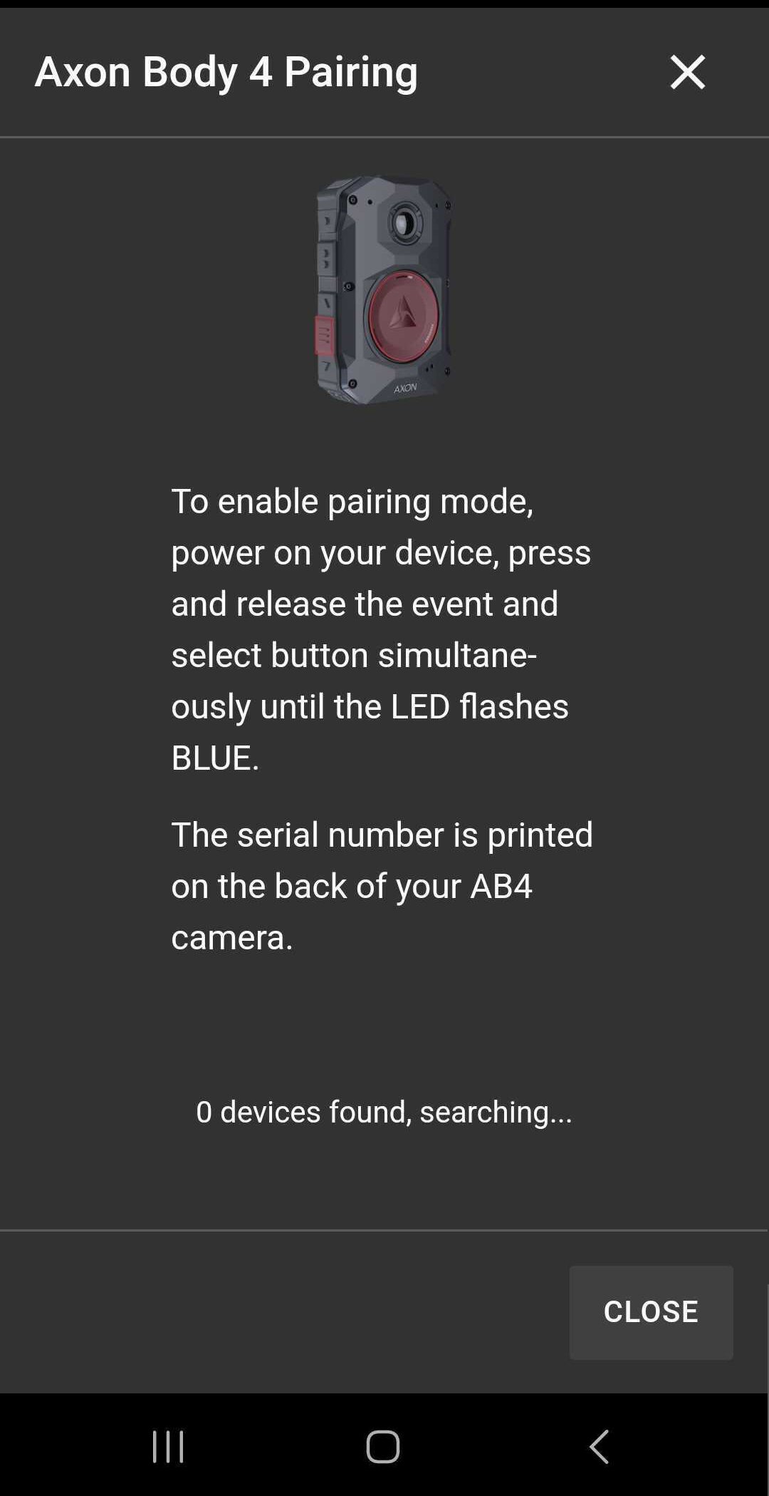 Shows the first Dashboard screen for adding a body camera.