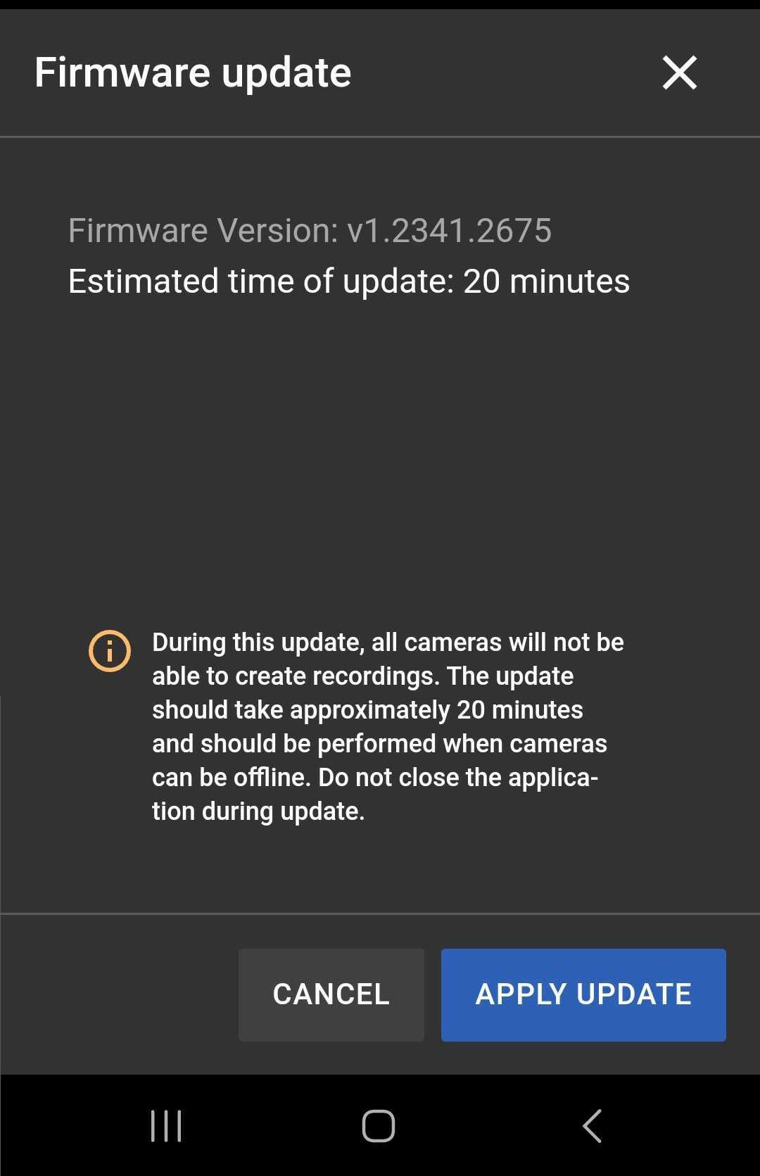 Shows the Fleet Dashboard Apply Update button for firmware.