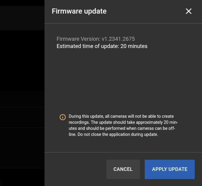 Shows the Fleet Dashboard Apply Update button for firmware.