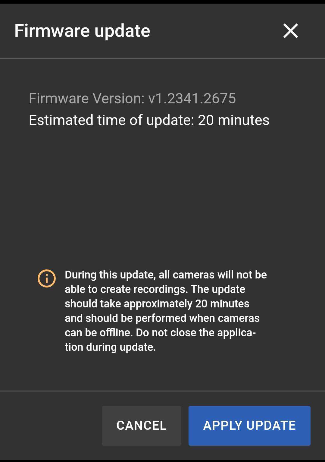 Shows the Fleet Dashboard Apply Update button for firmware.