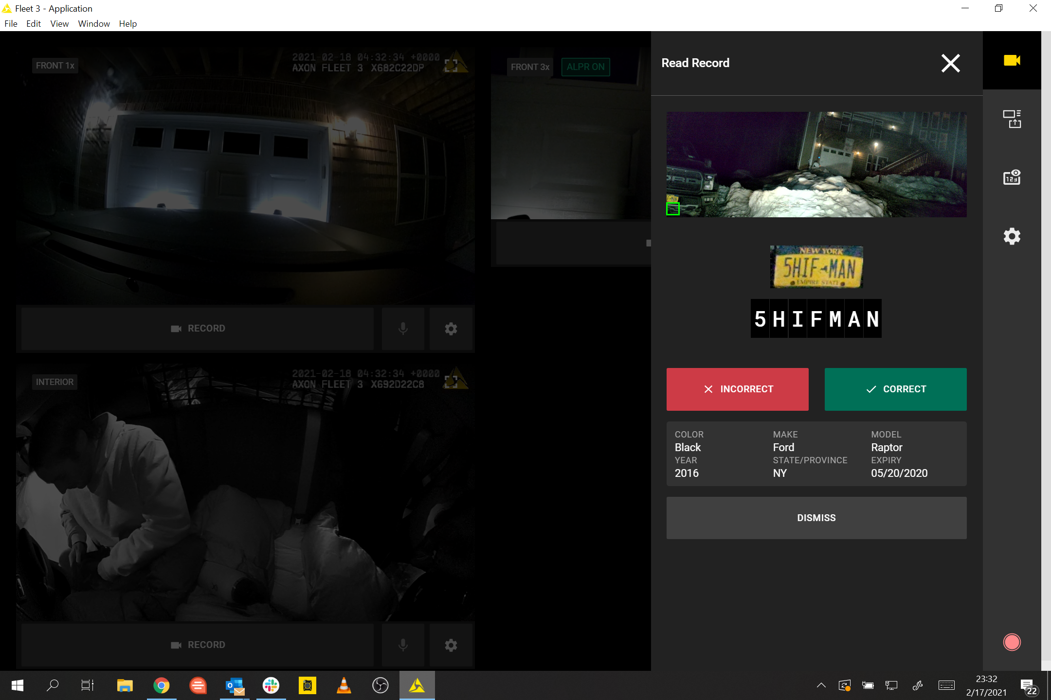 Shows a picture of the Axon Dashboard app with an A L P R hit reading.