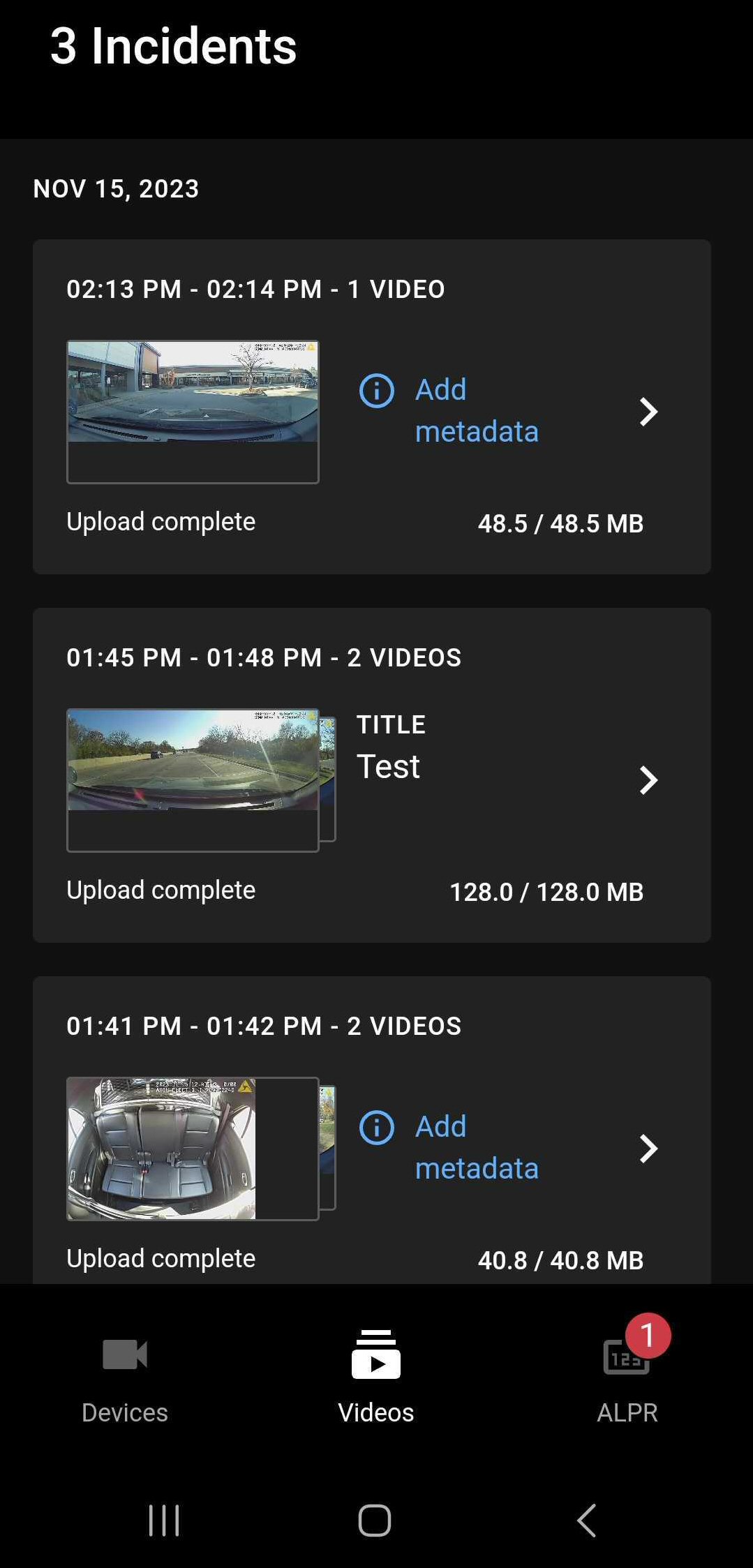Shows the Fleet Dashboard scheduled video uploads window.