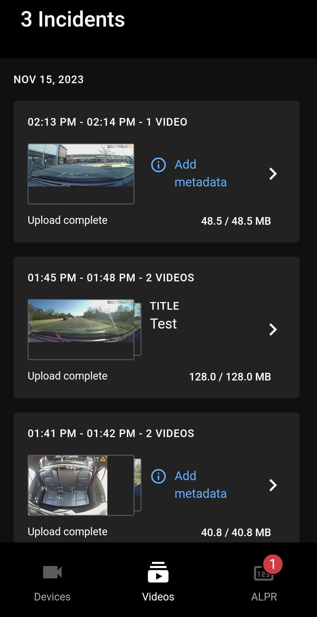 Shows the Fleet Dashboard scheduled video uploads window.