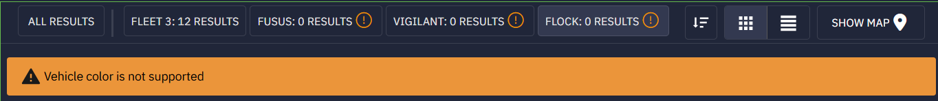 Shows unsupported search term indicator in the ALPR results.