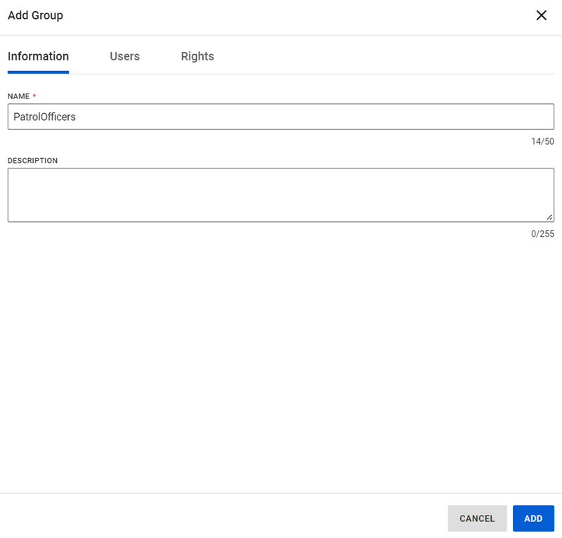 Add Group screen with a focus on how to edit/add/adjust permissions