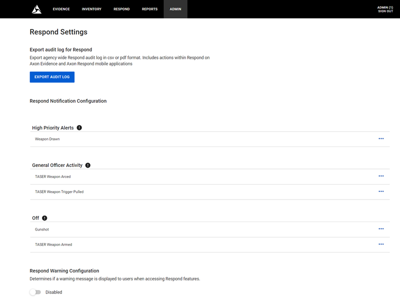 Web-UI Migration Respond Settings page