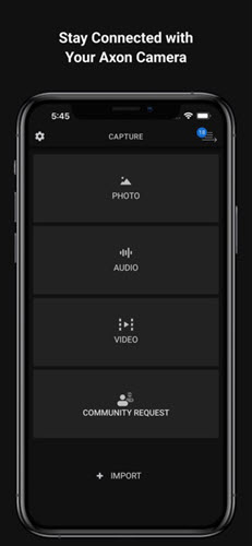 Axon Capture mobile app home screen.