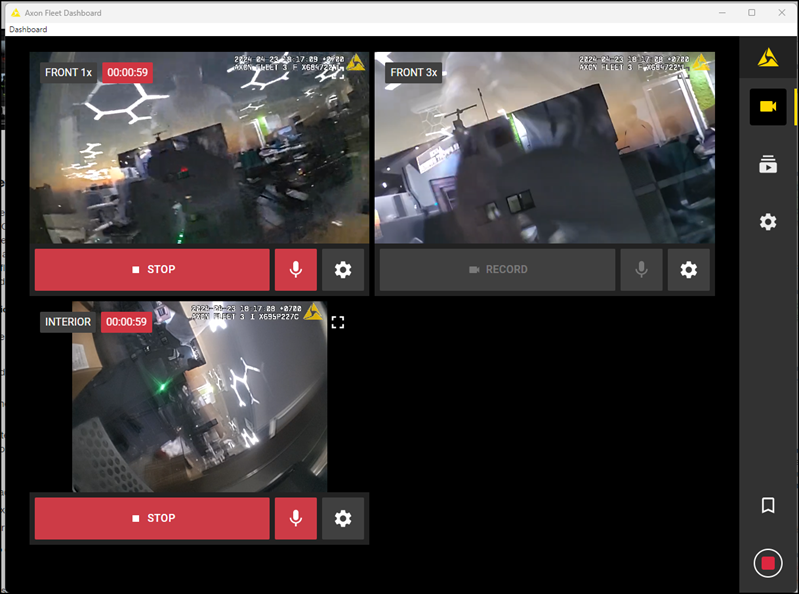 Axon Evidence Local dashbaord showing a recording in progress.