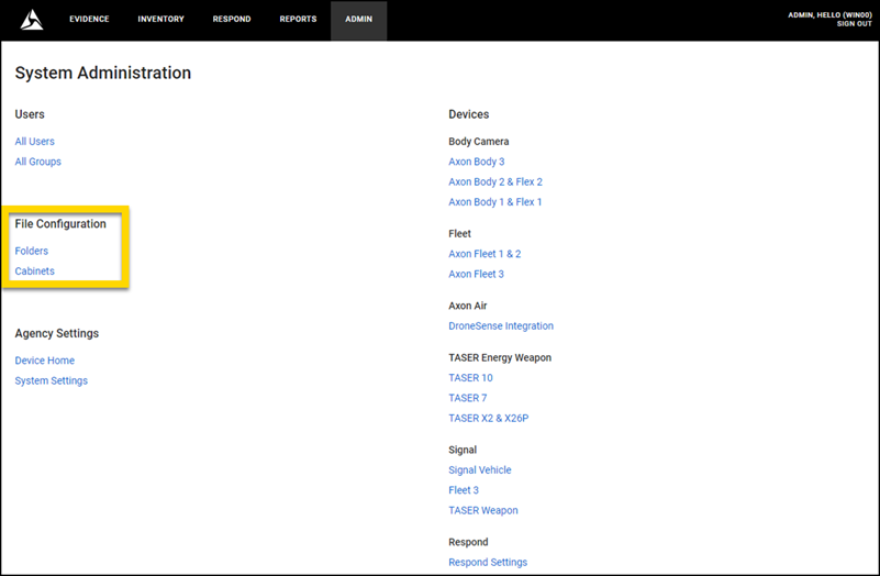 Axon Evidence Local file configuration options.