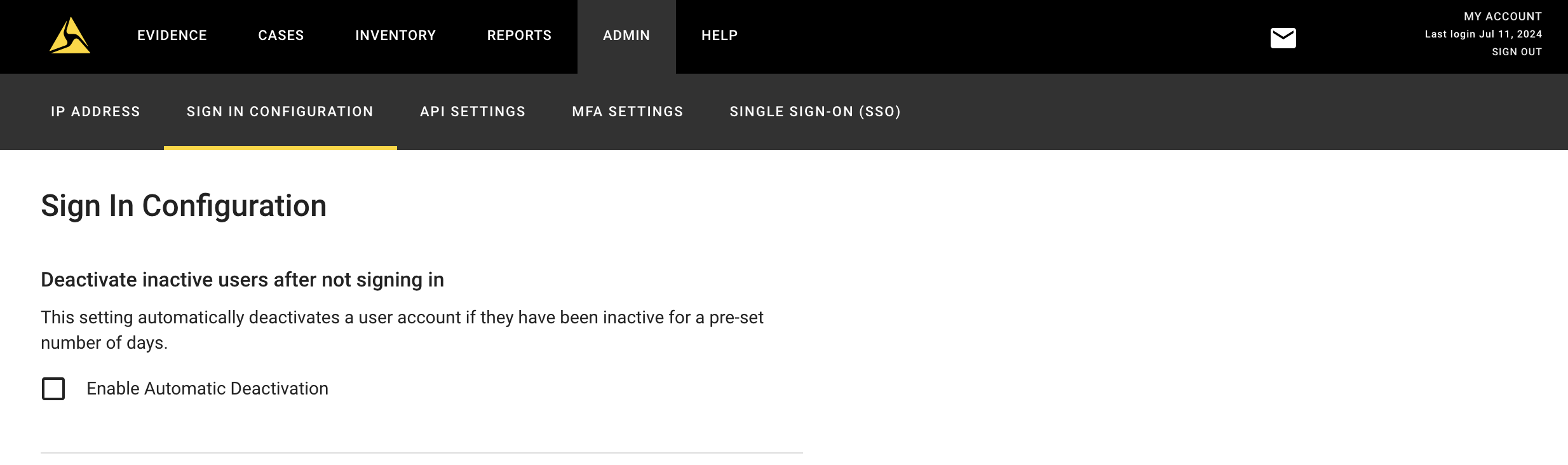 Admin page to deactivate users automatically