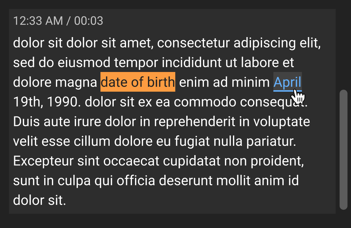 Select a word to navigate to the timestamp where this word located.