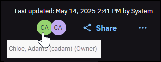 Case share profile icon indicators on the case details page.