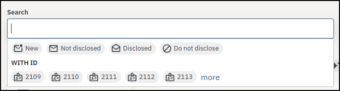 Search filter pills.