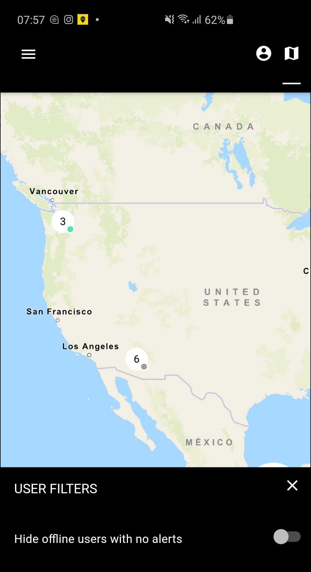 Shows a devices on a map in Respond mobile.