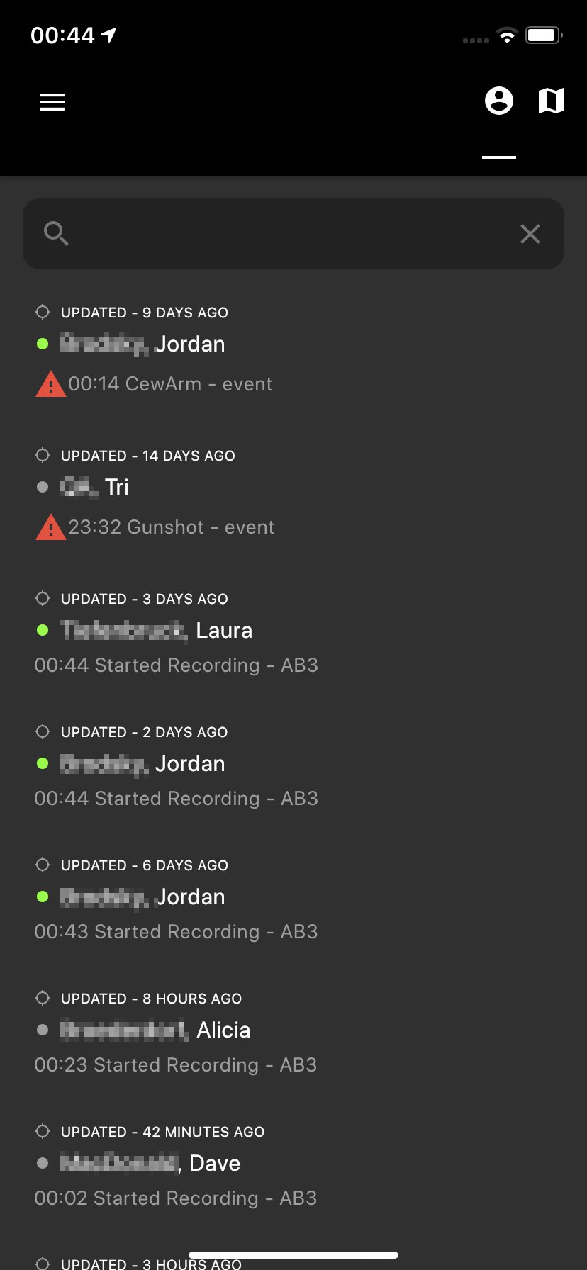 Shows a list of search results in Respond mobile.