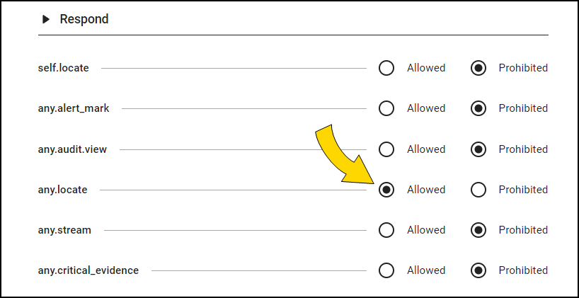 Shows setting the any dot locate property to Allowed.