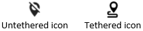 Shows the teathered and unteathered icons.